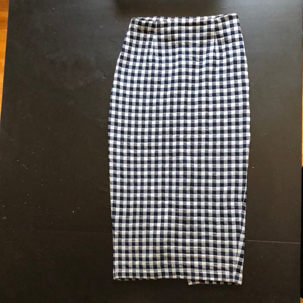 Asos navy gingham midi pencil skirt
